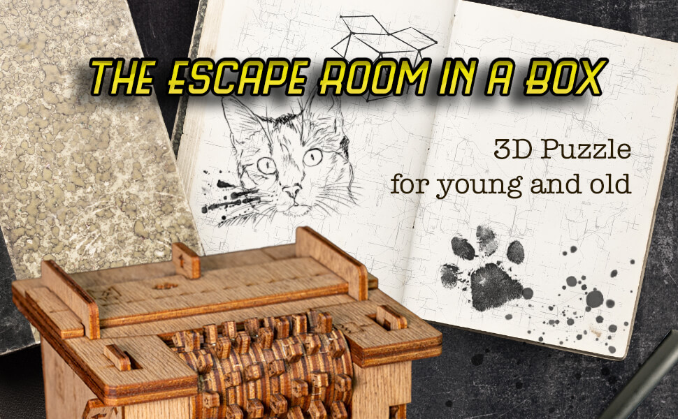 Cluebox Escape Room in a Box for Adults and Kids Schrödingers Cat Brain  Teaser, Puzzle Box, IQ Logic Teaser Wooden 3d Puzzle Birthday Gift 