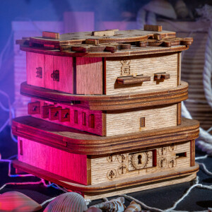  WOODEN.CITY Treasure Chest Escape Room in a Box - Hard Puzzle  Box for Adults Wooden Kit - Cluebox Escape Puzzle - 3D Escape Room Puzzles  - Wooden Mechanical Puzzles for Adults - Pirates Puzzle Box : Toys & Games