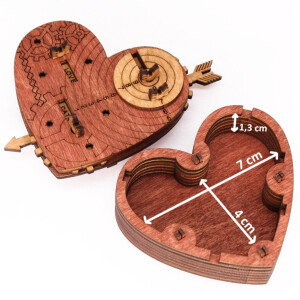 Tin Woodmans Heart. A mechanical box with a code lock
